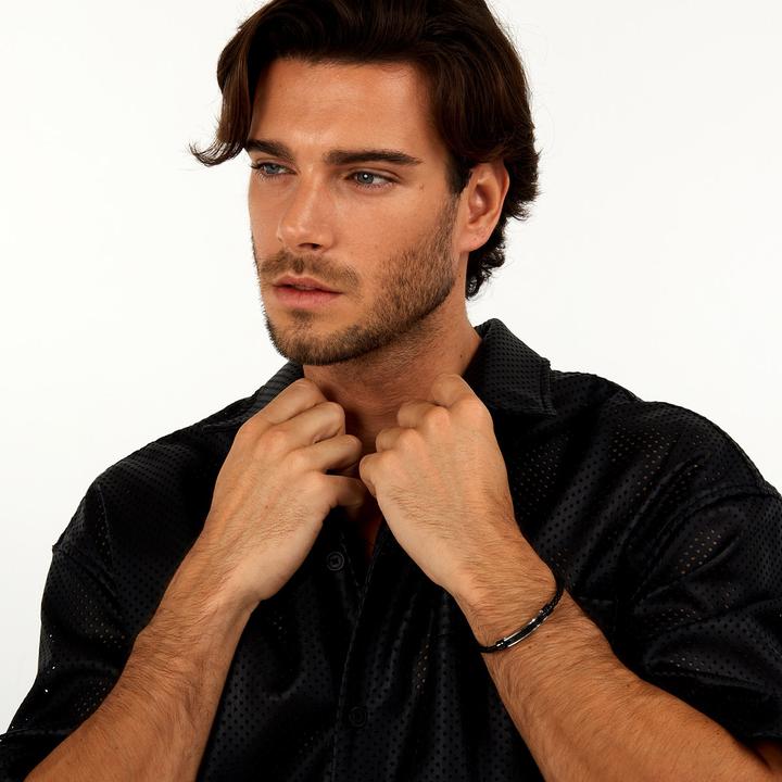 Produktbild Morellato Modern men Ìs black leather bracelet Moody SQH59 (21 cm, Leder, Edelstahl, Carbon)