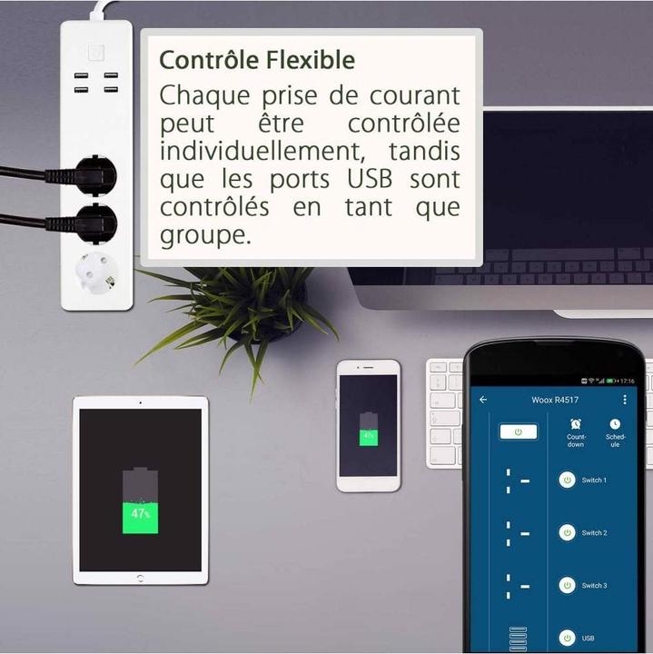 Actual product image Woox Smart Indoor Power Strip (4 x, CEE 7/5, 1.80 m)