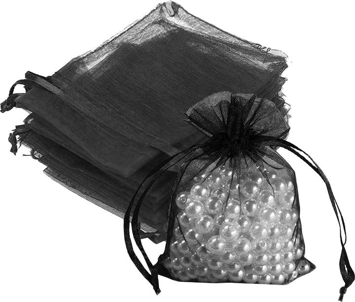 Image du produit JTI 50x Pochettes cadeaux / Sacs en organza - Noir (Pochette cadeau, 1 x)