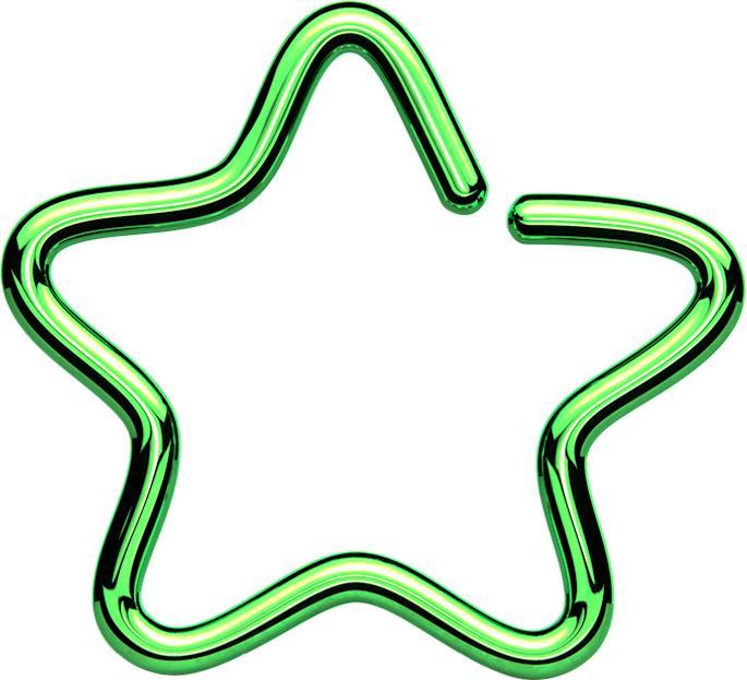 Star Piercing Micro Piercing Ring Stern grün mit Titanium Schicht (Chirurgenstahl 316L, ohne Messing)