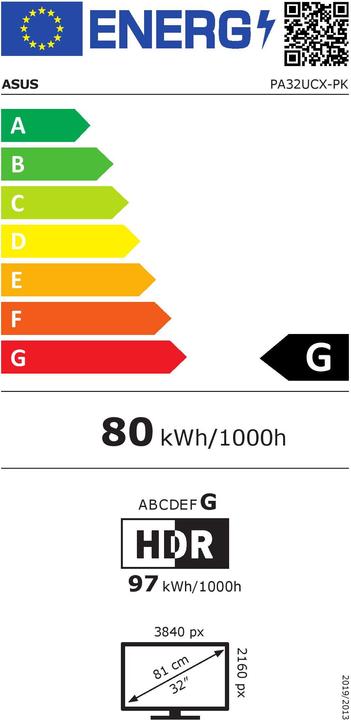 Label énergétique ASUS ProArt PA32UCX-K (3840 x 2160 pixels, 32")