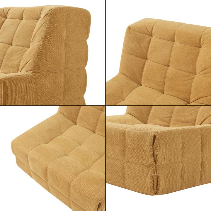 Actual product image En.Casa Bodensessel mit Fusshocker Koskyvn Textil Gelb