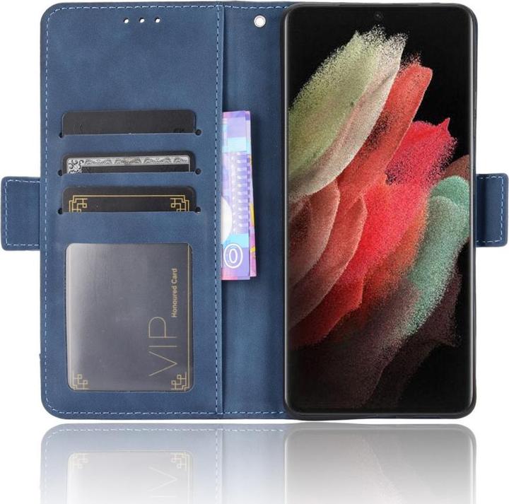 Produktbild Cover-Discount Galaxy S21 Ultra - Etui mit vielen Kartenfächer blau (Samsung Galaxy S21 Ultra)