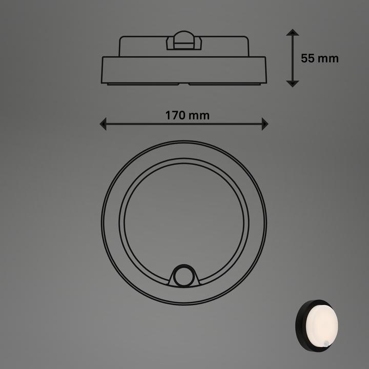 Image du produit Briloner Applique murale d'extérieur LED rechargeable,capteur,noir,LED/4W (700 lm, IP44)