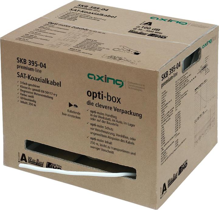 Actual product image Axing Coaxial cable SKB 395-04 250m ring triple shielded in opti-box (100 dB, Antenna cable)