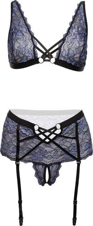 Actual product image Christine Le Duc Bra-set with open crotch Queenie - Black/Purple (L)