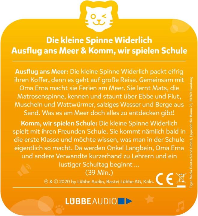 Image du produit Tigermedia tigercard - Die kleine Spinne Widerlich - Zwei Geschichten (Ausflug ans Meer & Komm, wir spielen...
