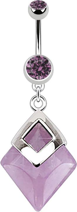 Star Piercing Banane silber mit Anhänger Amethyst (Mineralisch, ohne Messing, Chirurgenstahl 316L)
