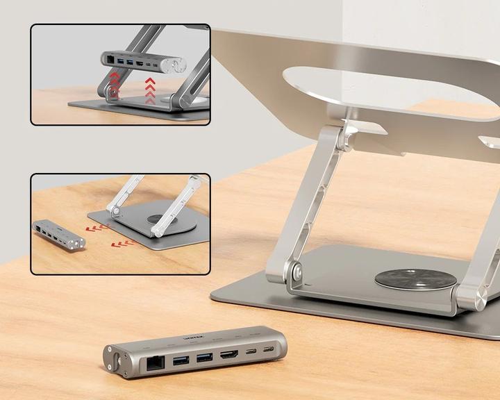 Actual product image Unitek PODSTAWKA POD LAPTOP + HUB USB-C HDMI 1.4 4K PD 100W (USB-C, 1 Ports)