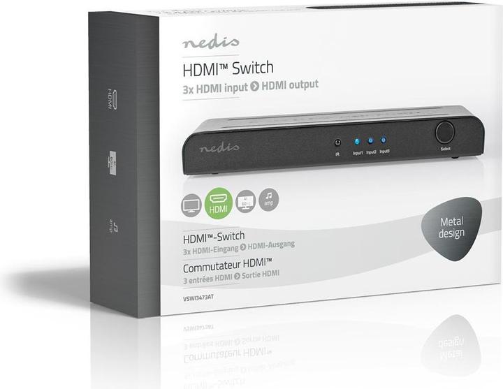 Actual product image Nedis N VSWI3473AT - HDMI switch 3 -> 14K2K at 60 fps/HDCP2.2