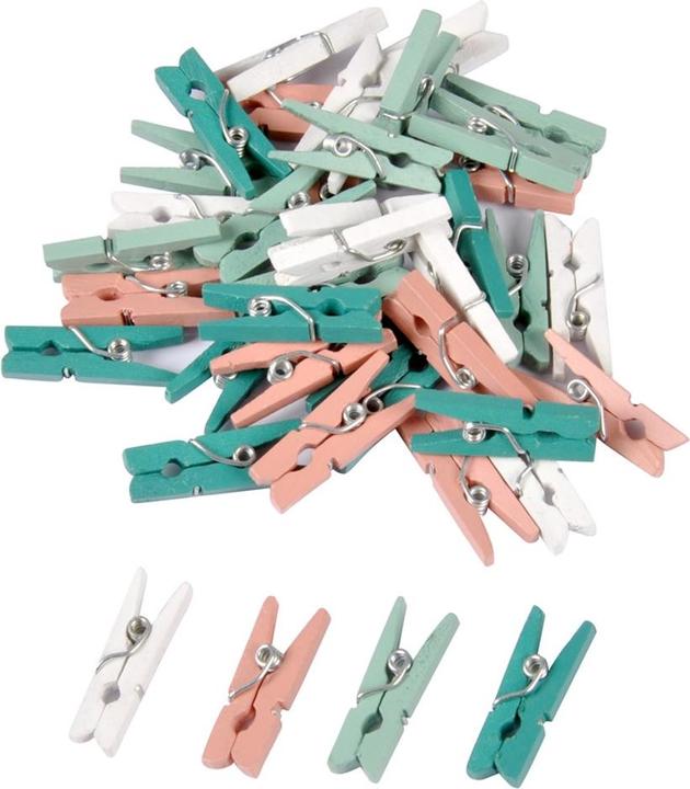Actual product image Natura Punto Mini clamps made of wood, 40 pieces, 4 colours