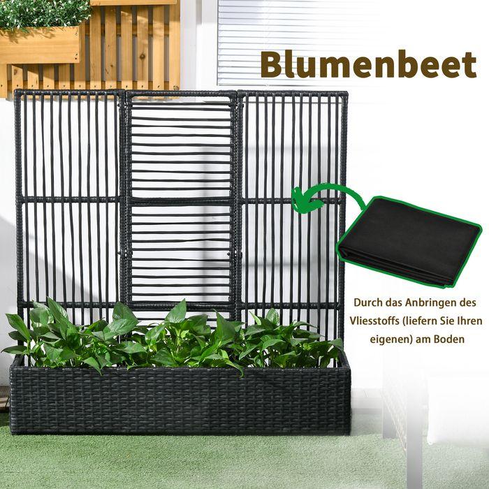 Image du produit Swisshandel24 Lit surélevé en polyrotane avec treillis, bac à fleurs, bac à plantes, parterre de fleurs, noir