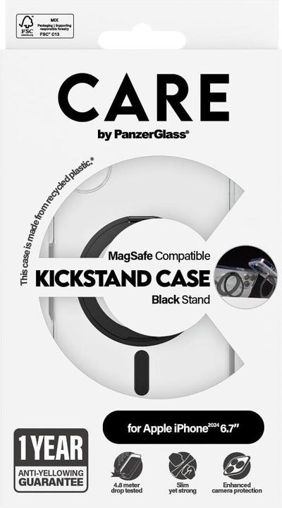 Actual product image PanzerGlass CARE Feature Case Kickstand & MagSafe iPhone '24 6.7" black (Apple iPhone 16 Plus)