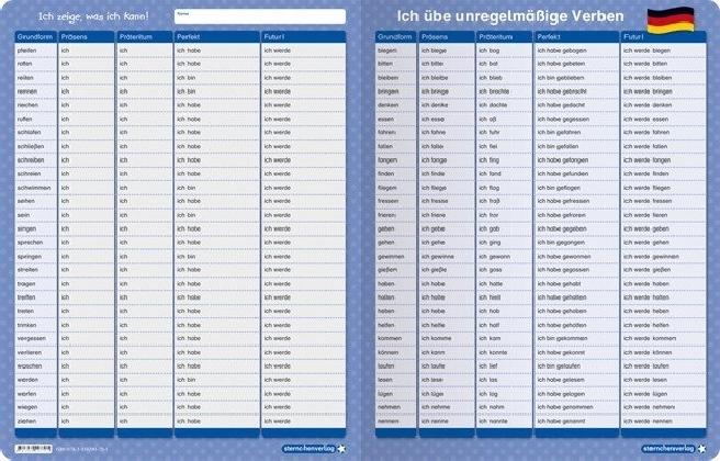 Actual product image I practice irregular verbs - tenses - 1 double field with pencil (German)