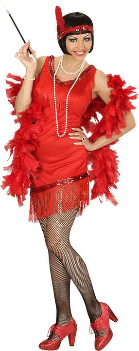 Actual product image Widmann Charleston dress fringes with gloves, headband and feather red (S, M, L)