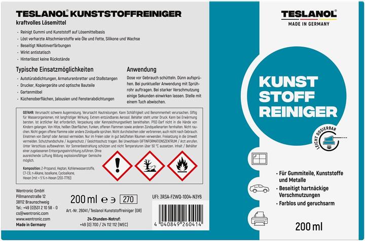 Energie-Label Teslanol Gummireiniger