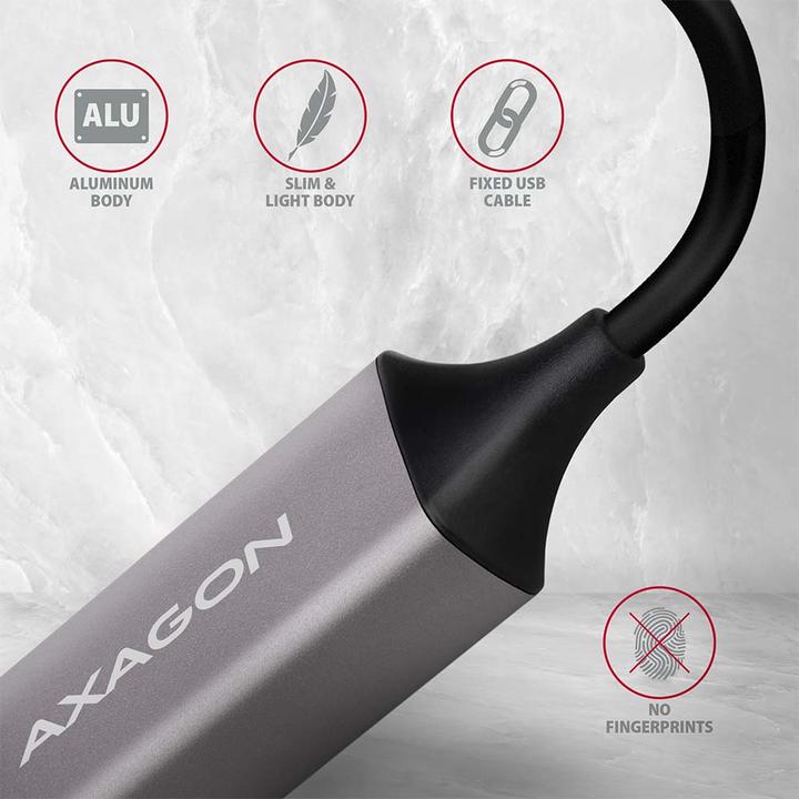 Image du produit Axagon ADE-TR Adaptateur Gigabit Ethernet 10/100/1000 - USB 3.1 type A, gris titane (USB 3.1, RJ45 (1x))