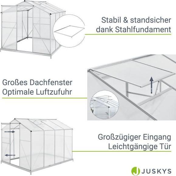 Actual product image Juskys Greenhouse with skylight and foundation