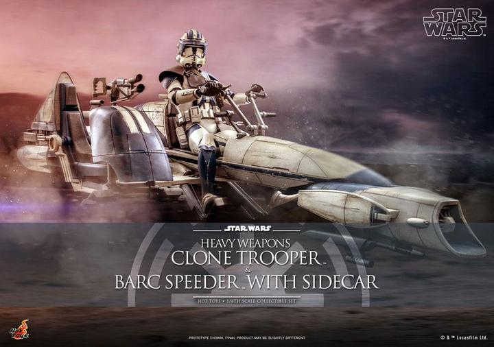 Actual product image Hot Toys Star Wars The Clone Wars figurine 1/6 Heavy Weapons Clone Trooper & BARC Speeder with Sidecar 30 cm