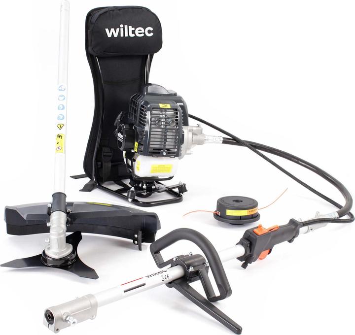 Wiltec Attrezzo da giardinaggio multiplo 2 in 1 con motore a 2 tempi, inclusa la prolunga Tagliaerba (Filo di taglio)