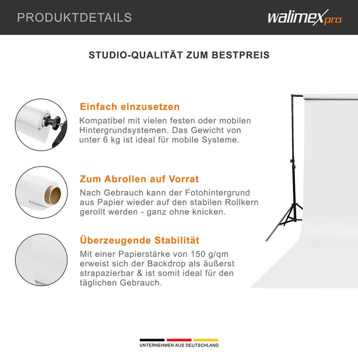 Actual product image Walimex pro background paper 2.60x10m, white (260 cm)