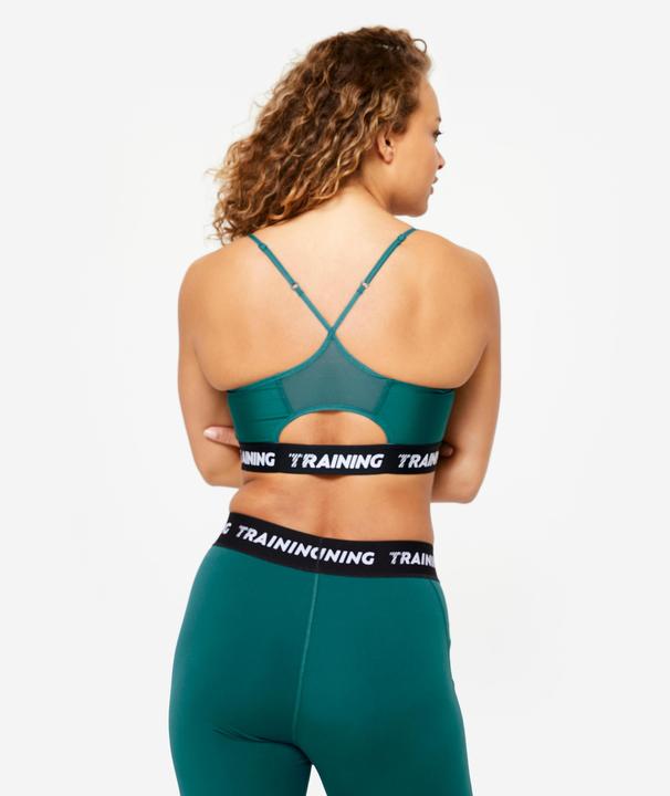 Image du produit Decathlon Soutien-gorge de sport Bustier Femme fines bretelles croisées - turquoise (XL)