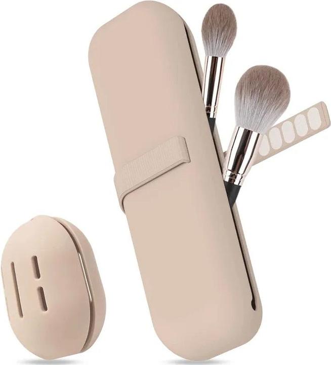 Only-Bags.Store Travel Makeup Pinselhalter, Silikon Kosmetik Pinsel Tasche, Makeup Schwamm Fall Portable