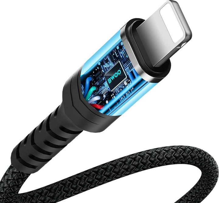 Actual product image Bwoo audio adapter cable BZ48 aux 3,5 mm to lightning black
