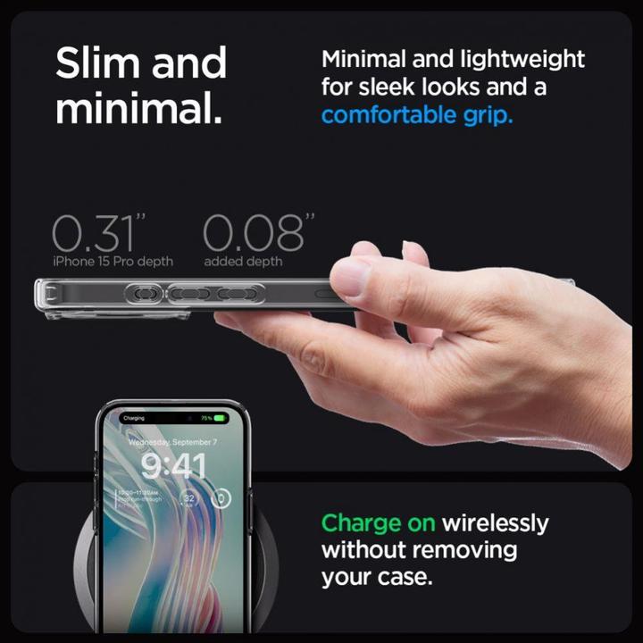 Image du produit Spigen Coque Ultra Hybrid pour iPhone 15 Pro - gris transparent (Apple iPhone 15 Pro)