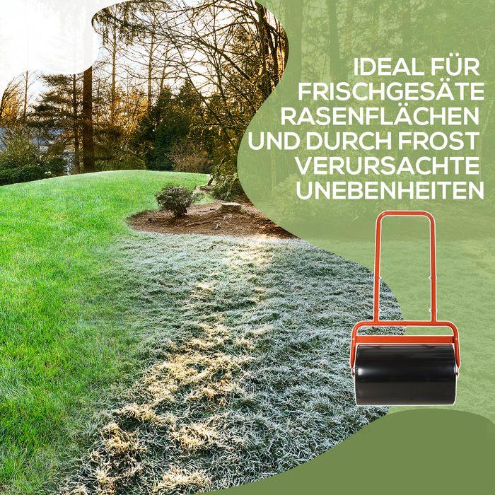 Image du produit Swisshandel24 Rasenwalze 50cm Breite, Gartenwalze befüllbar mit 38L Wasser/ 62 kg Sand, Rot
