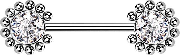 Produktbild Star Piercing Threadless Barbell silber Sonne Kugeln mit Kristall silber (ohne Messing, Chirurgenstahl 316L)