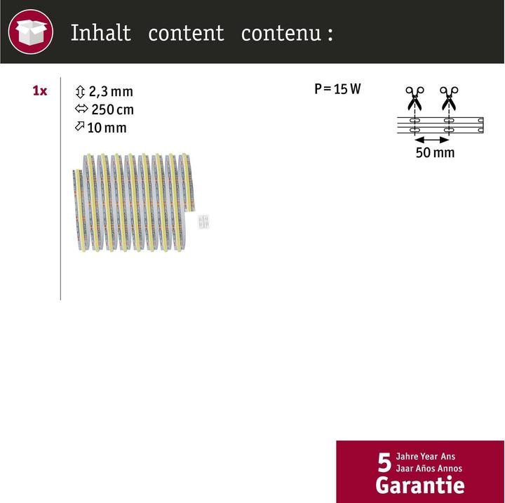 Produktbild Paulmann MaxLED 500 Full-Line COB Stripe (Weiss, 250 cm, Indoor)