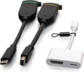 Actual product image C2G Universal 4K HDMI® dongle adapter ring with colour-coded Mini-DisplayPort™, USB-C® and Lightning (USB-C, Lightning, Mini DP)