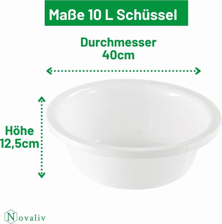 Actual product image Novaliv Spülschüssel Rund 10L, D40 cm, Weiss, BPA-frei Spülmaschinenfest Ideal für Küche und Camping (40 cm, 10 l, 1 x)