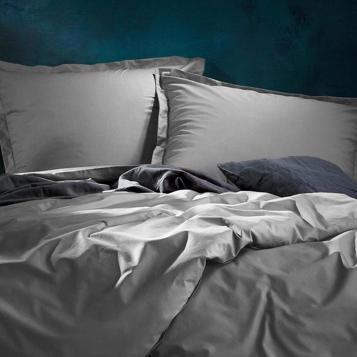 Actual product image Lorena Uni Maco-Sateen Bed Linen Classic Standing Hem (Bedding set, 155x220 cm + 80x80 cm)