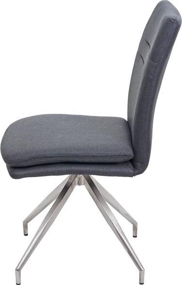 Produktbild Swisshandel24 2x Esszimmerstuhl HWC-H70, Küchenstuhl Lehnstuhl Stuhl, Stoff/Textil Edelstahl gebürstet dunkelgrau