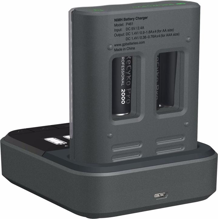 Image du produit GP Batteries ReCyko Pro Dockingstation + 4Port Ladeger./4xAA NiMh 2100mAh (1 pcs, AA, AAA, Piles rechargeables + chargeur)