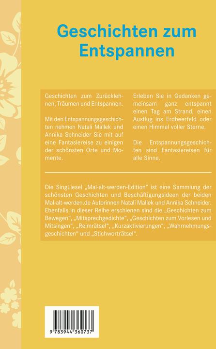 Produktbild Geschichten zum Entspannen. Kurze Erzählungen für Senioren. Auch mit Demenz. Ratgeber (Deutsch, Natali Mallek, Annika Schneider, 2019)