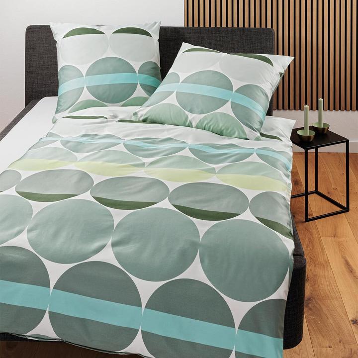 Image du produit Janine Mako-Satin Bettwäsche J.D. 87104 salbeigrün (Set de linge de lit, 155x200 cm + 80x80 cm)