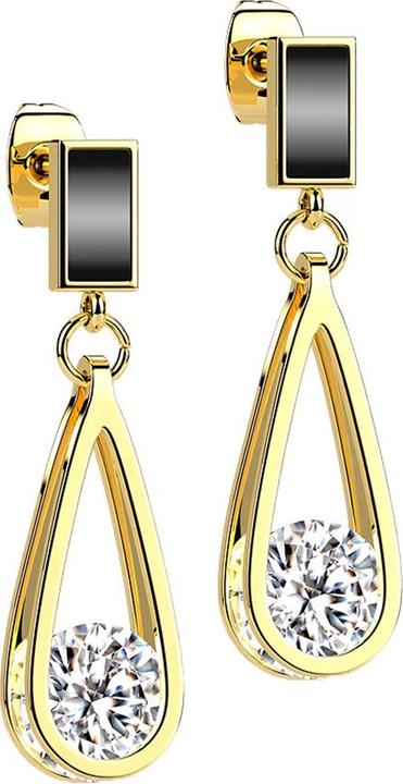 Produktbild Star Piercing Ohrstecker vergoldet emaillierter Rechteck Anhänger Träne mit Kristall (ohne Messing, Chirurgenstahl 316L)