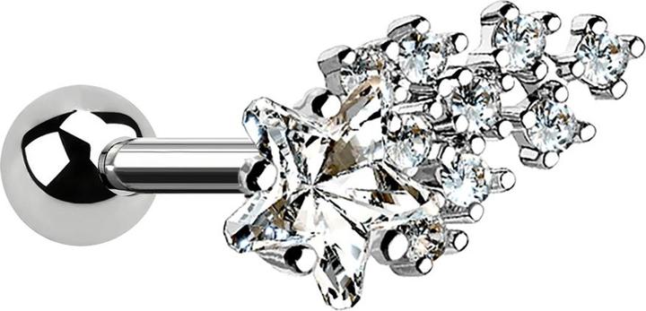 Immagine prodotto Star Piercing Micro Barbell silber mit Kugel und Sternschnuppe silber (Ottone, Acciaio chirurgico 316L)