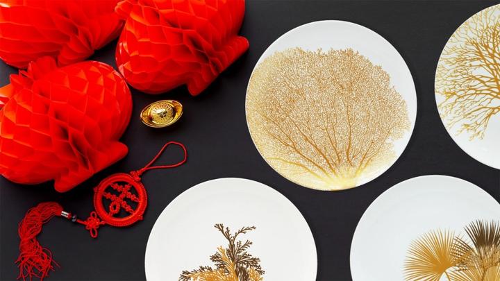 Actual product image Easy Life Set of 4 dessert plates Ø 20.5 cm. white/gold (4 x, 20.50 cm)