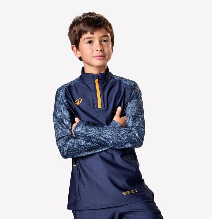Kipsta Kinder Fussball Sweatshirt 1/2 Zip - Viralto Roarr blau/marineblau/orange