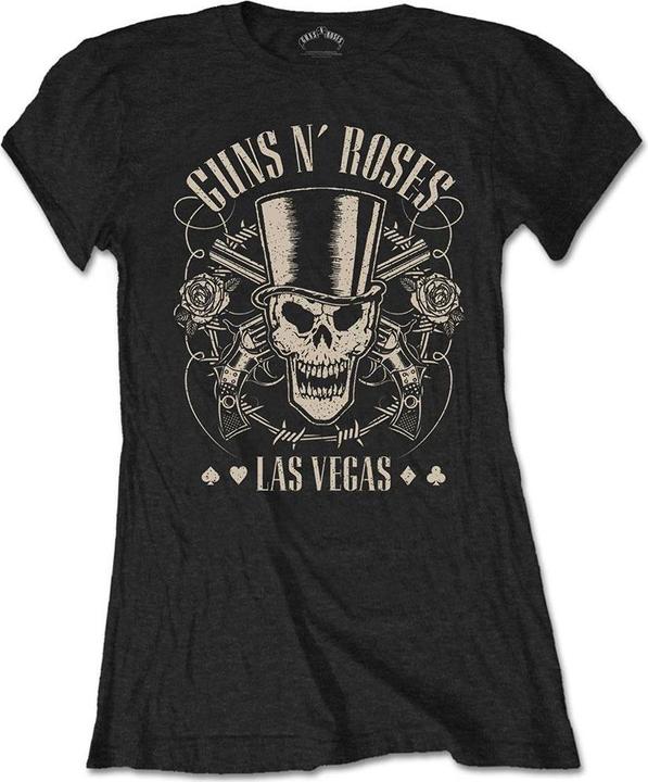 Actual product image Universal Textiles Womens/Ladies Top Hat, Skull & Pistols Las Vegas T-Shirt (L)