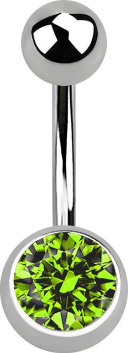 Image du produit Star Piercing Banane argentée avec boule et cristal boule vert clair (sans laiton, Titane G23)