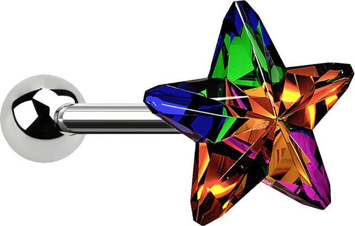 Produktbild Star Piercing Micro Barbell silber mit Stern multicolor (ohne Messing, Chirurgenstahl 316L)