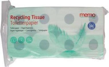 Memo Paris MEMO Toilettenpapier Recycling 2-lagig | 250 Blatt (8 x)
