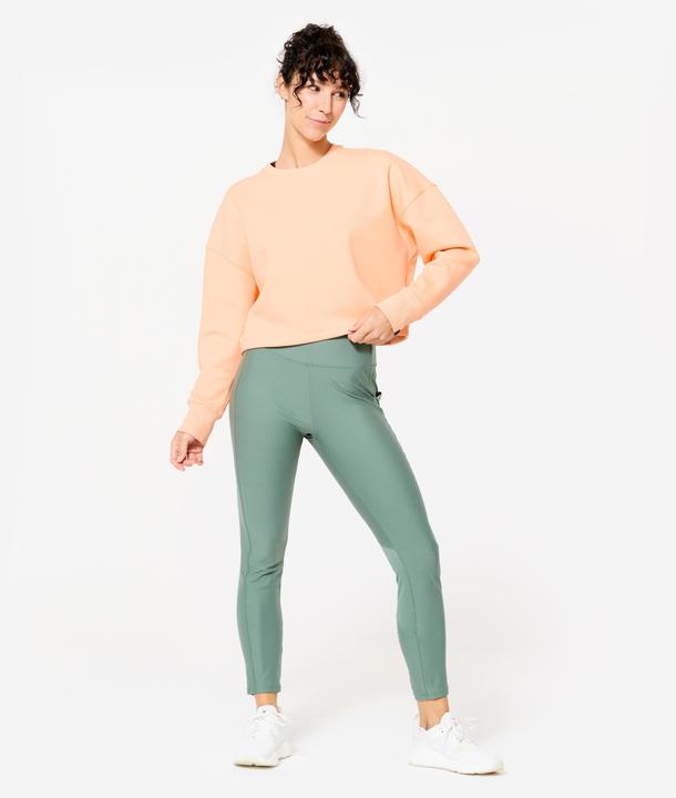 Produktbild Domyos Sweatshirt Crop Damen bequem dehnbar - pfirsich/orange (L)