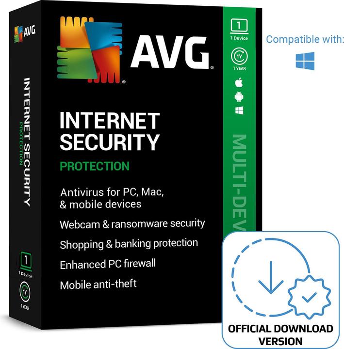 Actual product image Avast AVG Internet Security (1 User, 1 Devices/Users, 12 months)