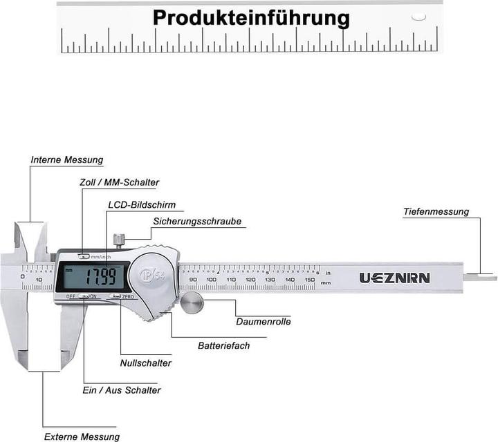 Image du produit Ueznirn Digitaler Messschieber mit LCD-Display (150mm) (15 cm)